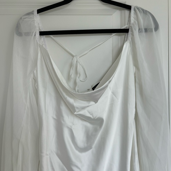 White Satin Engagement Party Dress - Picture 2 of 10